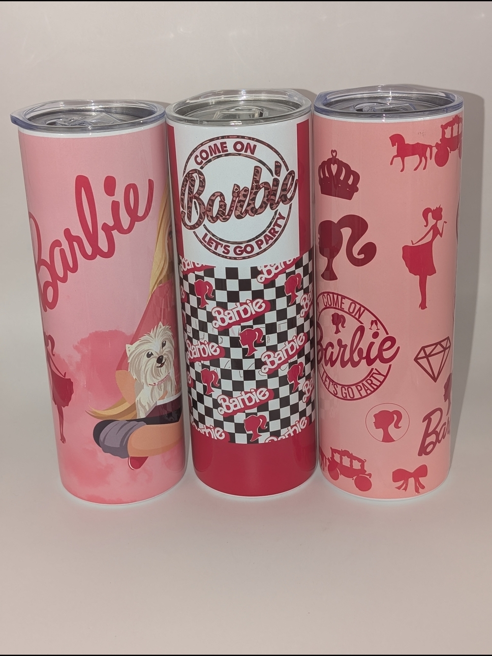 Barbie Pink Graphic Stainless Tumbler Set 20oz -Brandnew-